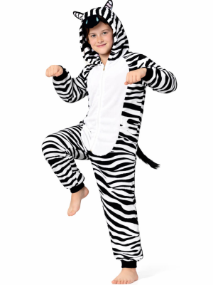 Disfraz De Cebra Pijama Peluche Niña - Disfraces Animales