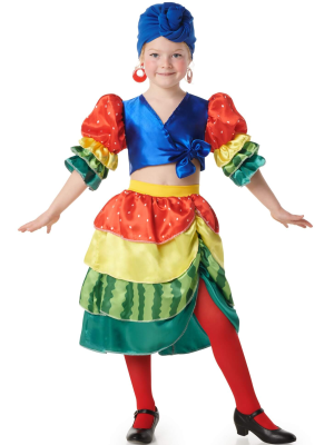 Disfraz De Rumbera Multicolor niña - Disfraces de Cubanos - Disfraces de Rumberos para Niñas