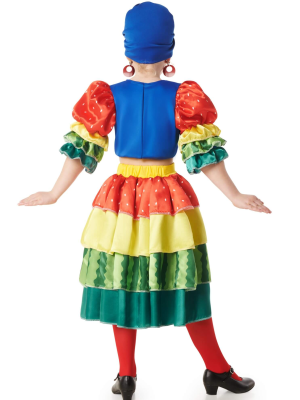 Disfraz De Rumbera Multicolor niña - Disfraces de Cubanos - Disfraces de Rumberos para Niñas