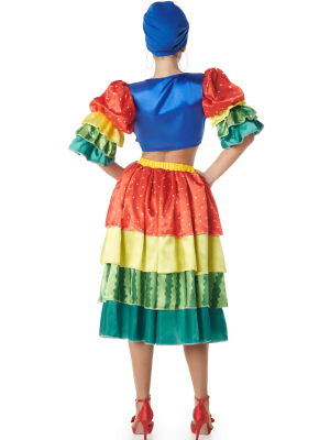 Disfraz De Rumbera Multicolor Mujer - Disfraces de Cubanos - Disfraces de Rumberos para Mujer