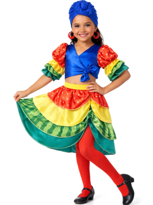 Disfraz De Rumbera Multicolor niña - Disfraces de Cubanos - Disfraces de Rumberos para Niñas