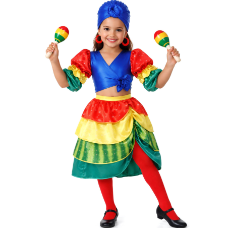 Disfraz De Rumbera Multicolor niña - Disfraces de Cubanos - Disfraces de Rumberos para Niñas