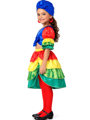 Disfraz De Rumbera Multicolor niña - Disfraces de Cubanos - Disfraces de Rumberos para Niñas