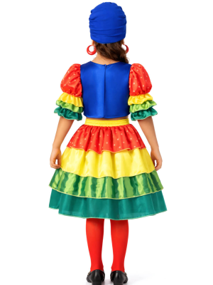 Disfraz De Rumbera Multicolor niña - Disfraces de Cubanos - Disfraces de Rumberos para Niñas