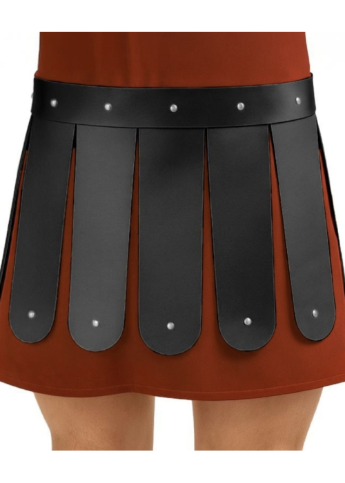 Falda con Flecos Similpiel Negro - Complementos Romanos - Complementos de Romanos y Griegos