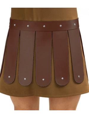 Falda con Flecos Similpiel Marron - Complementos Romanos - Complementos de Vikingos y Barbaros