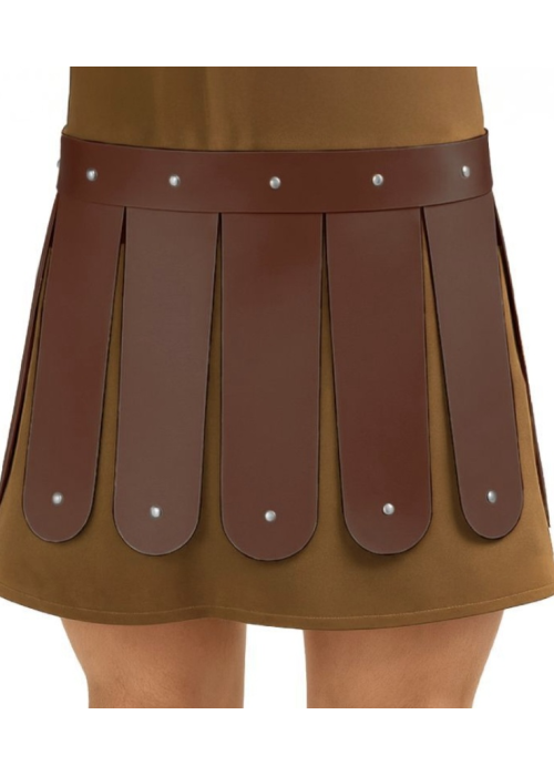 Falda con Flecos Similpiel Marron - Complementos Romanos - Complementos de Vikingos y Barbaros