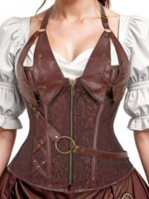 Corset Marron Steampunk - Complementos Disfraces Medievales - Complementos de Medievales y Guerreros