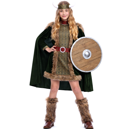 Disfraz De Vikinga Verde Niña - Disfraces De Barbaros y Vikingos - Disfraces de Vikingos para Niñas