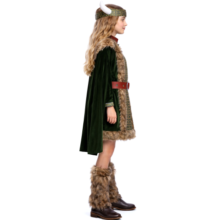 Disfraz De Vikinga Verde Niña - Disfraces De Barbaros y Vikingos - Disfraces de Vikingos para Niñas