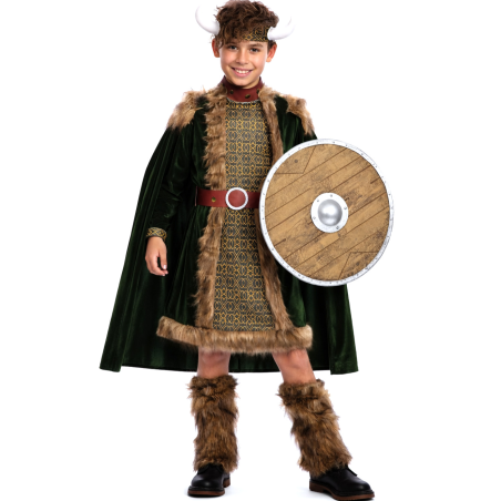 Disfraz De Vikingo Verde Niño - Disfraces De Barbaros y Vikingos - Disfraces de Vikingos para Niños