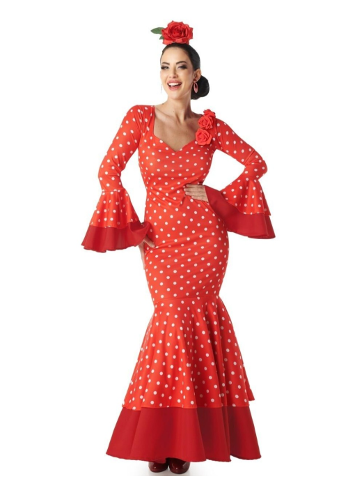 Disfraz De Sevillana Rojo Lunar Blanco Mujer - Disfraces de Sevillana para Mujer