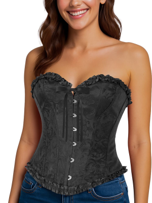 Corset Negro Corazon Detalle - Complementos para Disfraces - Corpiños y Chalecos