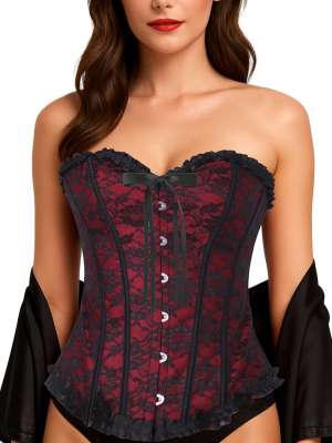 Corset Burdeos Corazon Detalle - Complementos para Disfraces - Corpiños y Chalecos