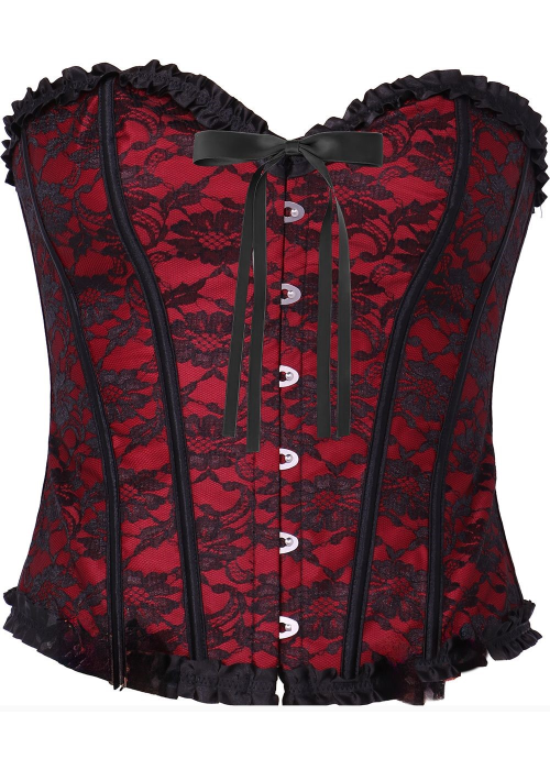 Corset Burdeos Corazon Detalle - Complementos para Disfraces - Corpiños y Chalecos