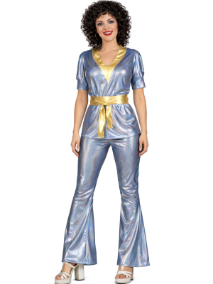 Disfraz De Disco Plata Mujer