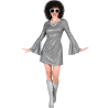 Disfraz De Años 70 Vestido Plata