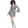 Disfraz De Años 70 Vestido Plata