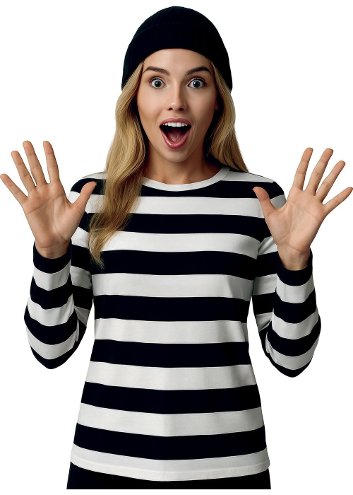 Comprar Camiseta de Rayas Negra y Blanca -  Disfraces Mimo, Ladron y Familia Addams