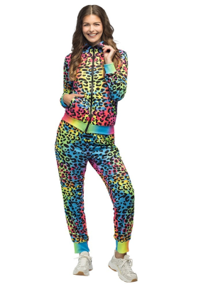 Disfraz De Chandal Neon Leopardo Años 80 Mujer  - Disfraces Ochenteros - DISFRACES ADULTOS