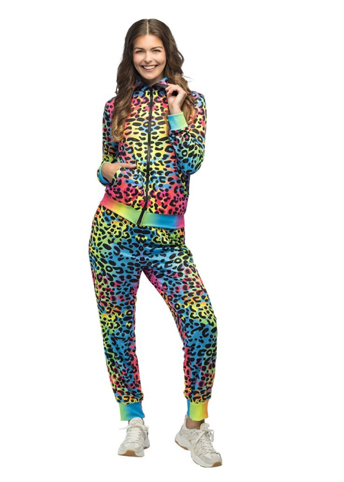 Disfraz De Chandal Neon Leopardo Años 80 Mujer  - Disfraces Ochenteros - DISFRACES ADULTOS