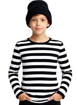 Camiseta De Rayas Negra Y Blanca Infantil - Camisetas Mimo o Ladron Niño