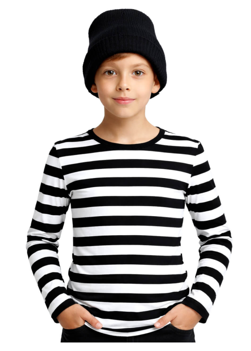 Camiseta De Rayas Negra Y Blanca Infantil - Camisetas Mimo o Ladron Niño