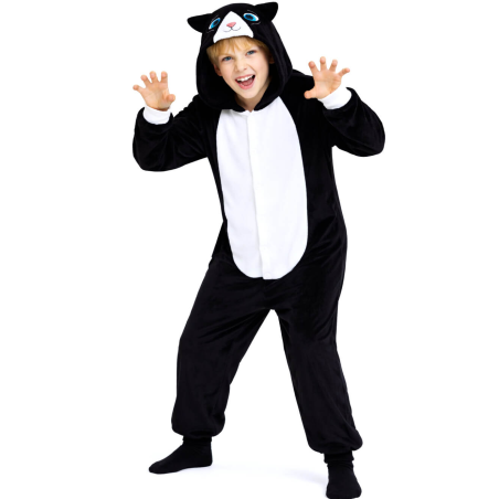 Disfraz De Gato Negro Pijama Peluche Infantil - Disfraces animales - Disfraces Kigurumis Infantiles