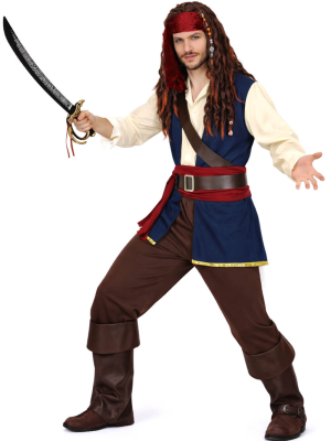 Disfraz De Pirata Del Caribe Azul - Disfraces Piratas y Corsarios - Disfraces de Piratas para Hombre