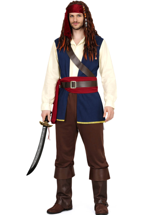 Disfraz De Pirata Del Caribe Azul - Disfraces Piratas y Corsarios - Disfraces de Piratas para Hombre