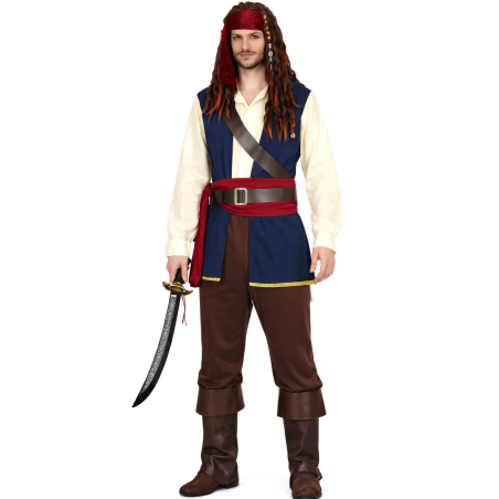 Disfraz De Pirata Del Caribe Azul - Disfraces Piratas y Corsarios - Disfraces de Piratas para Hombre