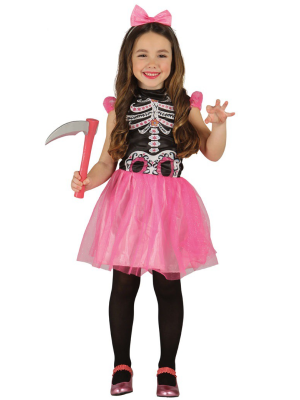 Disfraz de Catrina Tutu Rosa Infantil - Disfraces Calaveras y Esqueletos