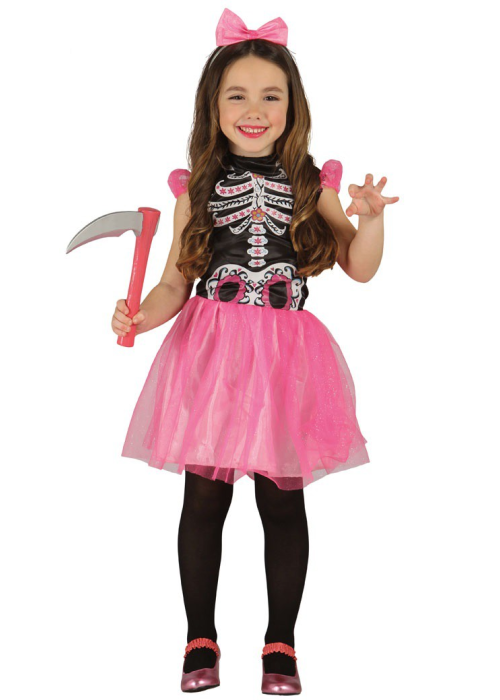 Disfraz de Catrina Tutu Rosa Infantil - Disfraces Calaveras y Esqueletos