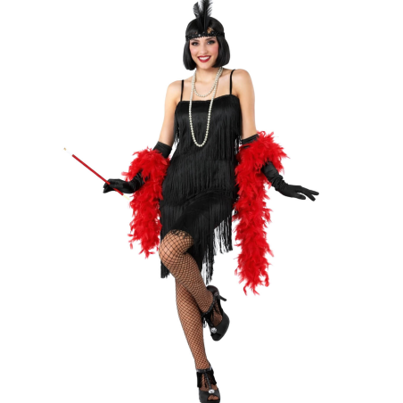 Disfraz De Charleston Negro Flecos Mujer - Disfraces Cabaret - Disfraces de Años 20 para Mujer