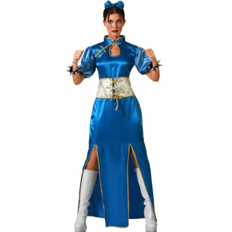 Disfraz De Luchadora Fighter Azul - Disfraces Orientales - Disfraces de Videojuegos para Mujer