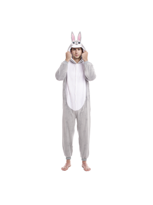 Comprar Disfraz de Conejo Gris Peluche Pijama - Disfraces de Animales Adultos