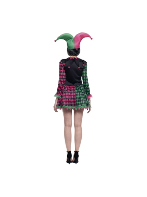 Disfraz De Bufon Rosa Y Verde Mujer