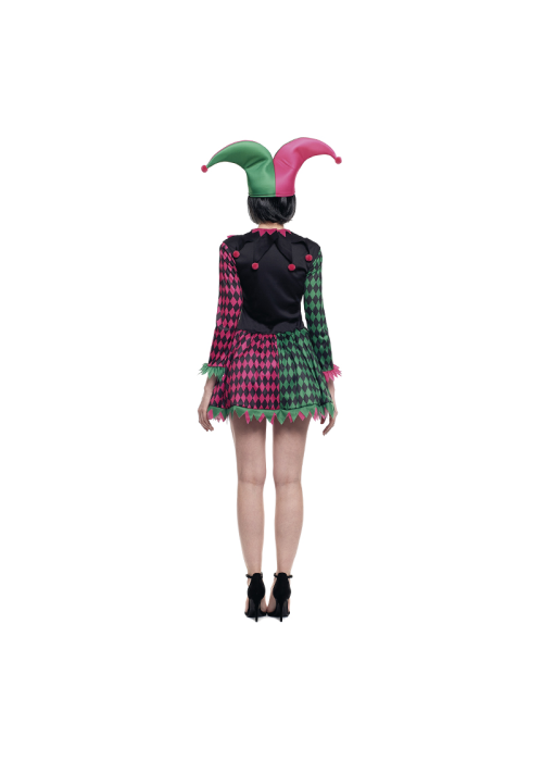 Disfraz De Bufon Rosa Y Verde Mujer