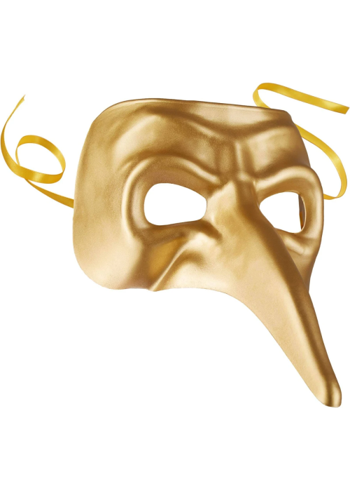 Antifaz Veneciano con Nariz Metalizada Oro - Mascaras y Antifaces