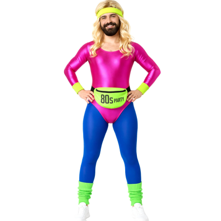 Disfraz De Gimnasta Aerobic Rosa Hombre - Disfraces Despedidas De Soltero - Disfraces de Años 80-90 para Hombre
