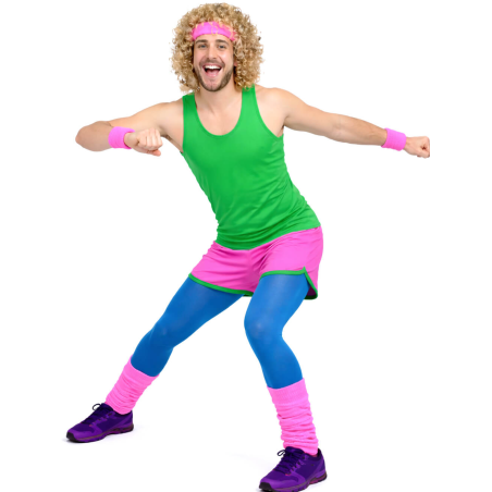 Disfraz De Gimnasta Aerobic Verde Hombre - Disfraces Años 80-90 - Disfraces de Años 80-90 para Hombre