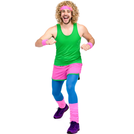 Disfraz De Gimnasta Aerobic Verde Hombre - Disfraces Años 80-90 - Disfraces de Años 80-90 para Hombre