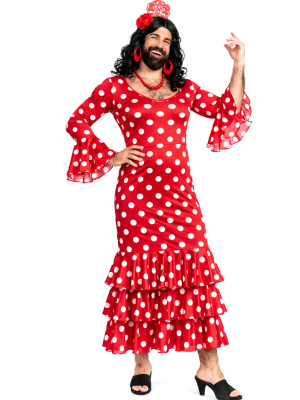Disfraz De Sevillana Hombre Rojo y Blanco - Disfraces Feria de Abril - Disfraces de Cordobeses para Hombre