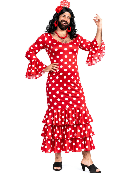 Disfraz De Sevillana Hombre Rojo y Blanco - Disfraces Feria de Abril - Disfraces de Cordobeses para Hombre