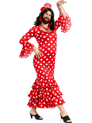 Disfraz De Sevillana Hombre Rojo y Blanco - Disfraces Feria de Abril - Disfraces de Cordobeses para Hombre