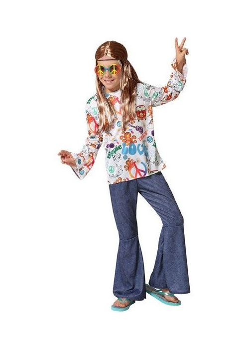 Disfraz De Hippie Blanco Dibujos Niño - Disfraces de Hippie para Niño