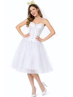 Disfraz De Novia Corset Mujer - Disfraces Despedidas de Soltera - Disfraces despedida Soltera - Los mas vendidos