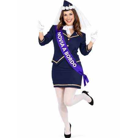 Disfraz De Azafata Novia Mujer - Disfraces Despedidas de Soltera - Disfraces Despedida  Soltera
