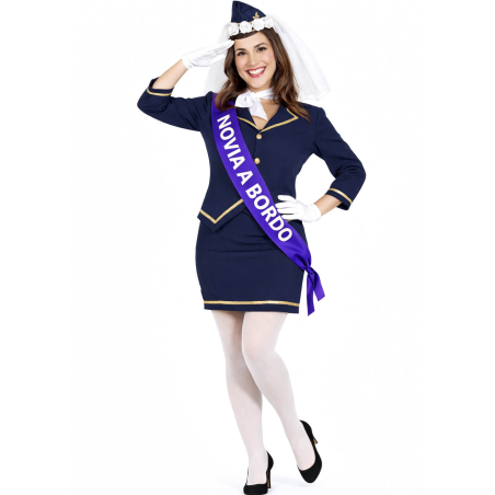 Disfraz De Azafata Novia Mujer - Disfraces Despedidas de Soltera - Disfraces Despedida  Soltera