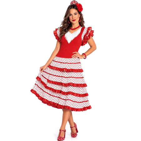 Disfraz De Sevillana Blanco Y Rojo